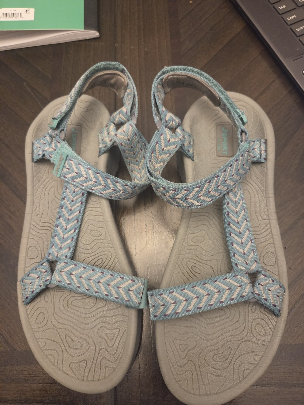 JSport by Jambu Light Aqua Chevron Strap Sandals